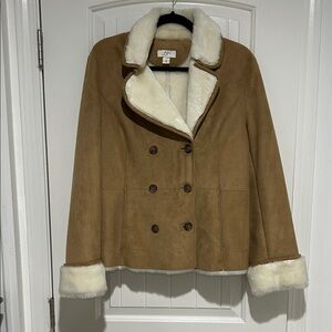 Ann Taylor LOFT Vintage Camel Faux Suede and Fur Jacket